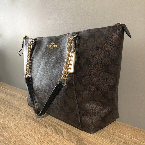 Coach Ava Chain in Signature Brown Black Shoulder Tote Bag MSRP $395 - Picture 6 of 15